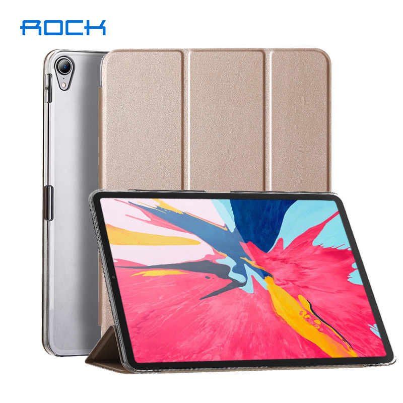 Bao Da iPad Pro 12.9 2018 Nắp Lưng Trong Suốt Hiệu Rock Touch được sản xuất và làm bằng chất liệu nắp sau là nhựa PU cao Cấp xung quanh là da công nghiệp với chất liệu da mịn,chống thấm nước, chống bụi cũng khá tốt .